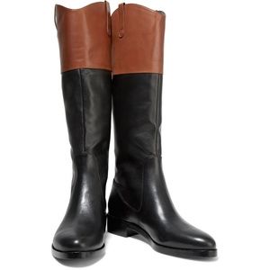 Halston Heritage Barbara Two-Tone Leather Boots